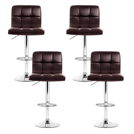 Artiss 4x Bar Stools Leather Gas Lift Brown.