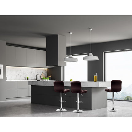 Artiss 4x Bar Stools Leather Gas Lift Brown.