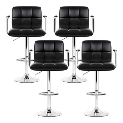 Artiss 4x Bar Stools Leather Gas Lift w/Armrest Black.