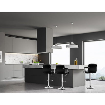 Artiss 4x Bar Stools Leather Gas Lift w/Armrest Black.
