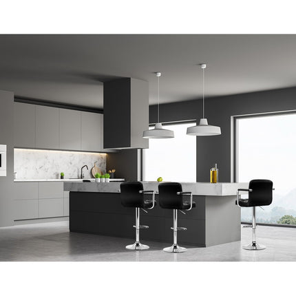 Artiss 4x Bar Stools Leather Gas Lift w/Armrest Black.
