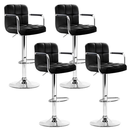 Artiss 4x Bar Stools Leather Gas Lift w/Armrest Black.
