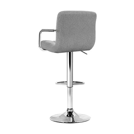 Artiss 4x Bar Stools Fabric Gas Lift w/Armrest Grey.
