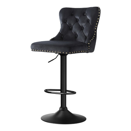 Artiss 1x Velvet Bar Stool Adjustable Height Nailhead Trim Kitchen Counter Stool.