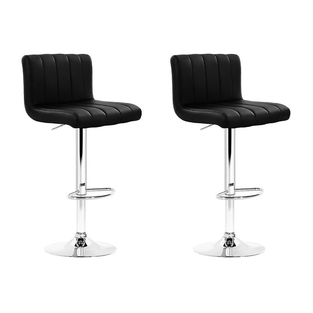 Artiss 2x Bar Stools Gas Lift Leather Chairs Black.