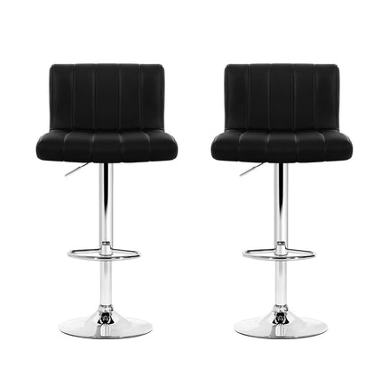 Artiss 2x Bar Stools Gas Lift Leather Chairs Black.