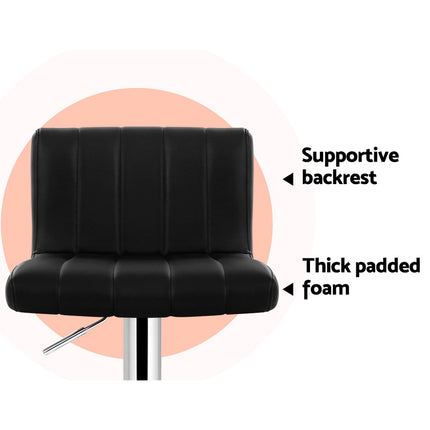 Artiss 2x Bar Stools Gas Lift Leather Chairs Black.