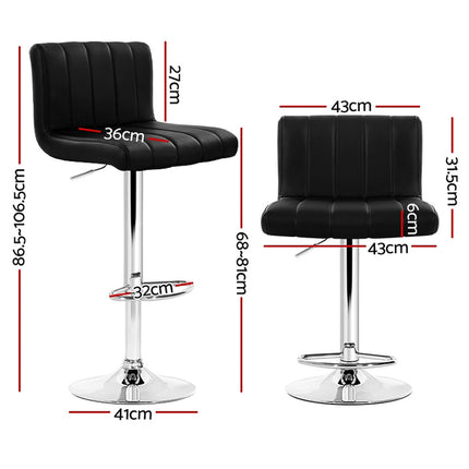 Artiss 4x Bar Stools Gas Lift Leather Black.
