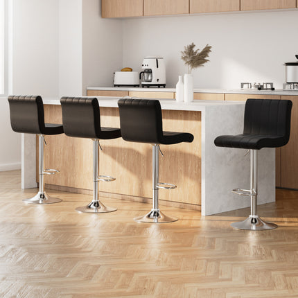 Artiss 4x Bar Stools Gas Lift Leather Black.
