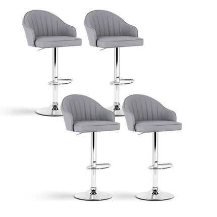 Artiss 4x Bar Stools Kitchen Swivel Gas Lift Counter Chair Shell Leather Grey.