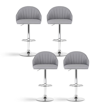 Artiss 4x Bar Stools Kitchen Swivel Gas Lift Counter Chair Shell Leather Grey.
