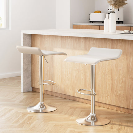 Artiss 2x Bar Stools Faux Leather Chair White.