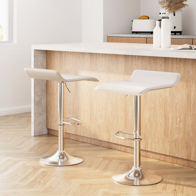 Artiss 2x Bar Stools Faux Leather Chair White.