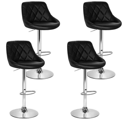 Artiss 4x Bar Stools Leather Padded Gas Lift Black.