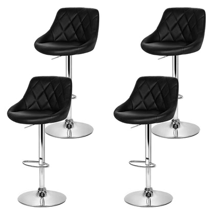 Artiss 4x Bar Stools Leather Padded Gas Lift Black.