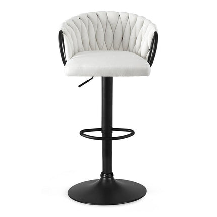 Artiss 1x Bar Stool Single Kitchen Dining Chair Counter Stool Woven Velvet Ivory.