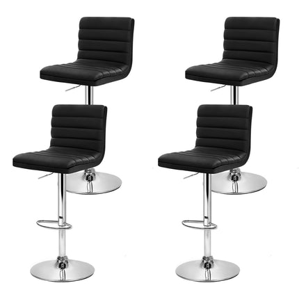 Artiss 4x Bar Stools Padded Leather Gas Lift Black.