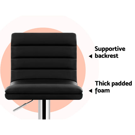 Artiss 4x Bar Stools Padded Leather Gas Lift Black.