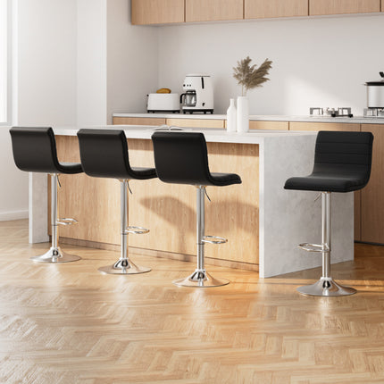 Artiss 4x Bar Stools Padded Leather Gas Lift Black.