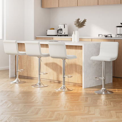 Artiss 4x Bar Stools Padded Leather Gas Lift White.