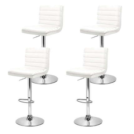 Artiss 4x Bar Stools Padded Leather Gas Lift White.