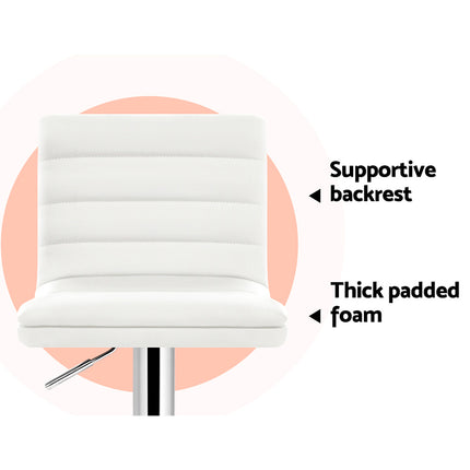 Artiss 4x Bar Stools Padded Leather Gas Lift White.