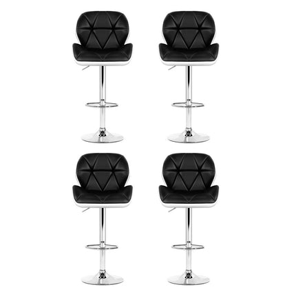 Artiss 4x Bar Stools Gas Lift Padded Leather Black & White.
