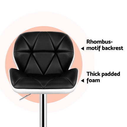 Artiss 4x Bar Stools Gas Lift Padded Leather Black & White.