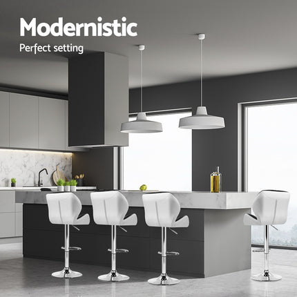 Artiss 4x Bar Stools Gas Lift Padded Leather Black & White.