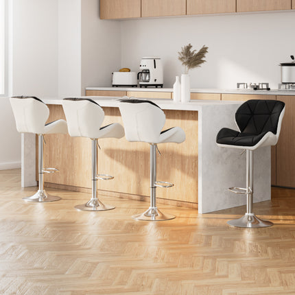 Artiss 4x Bar Stools Gas Lift Padded Leather Black & White.