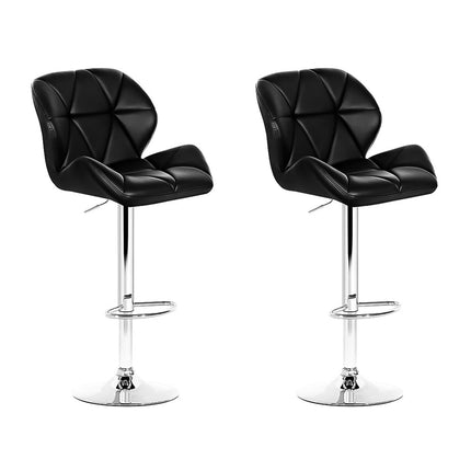 Artiss 2x Bar Stools Gas Lift Padded Leather Black.