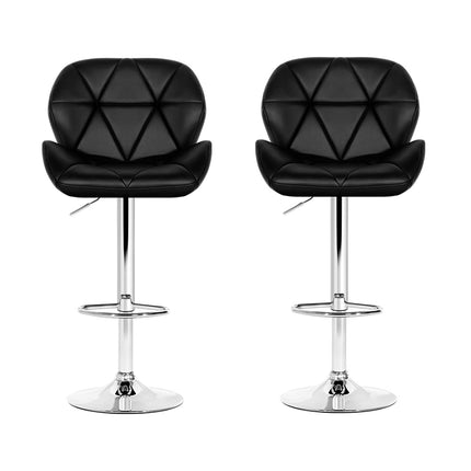 Artiss 2x Bar Stools Gas Lift Padded Leather Black.