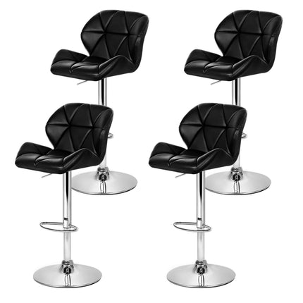 Artiss 4x Bar Stools Gas Lift Padded Leather Black.