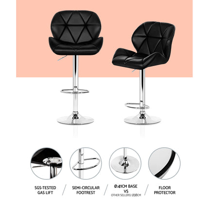 Artiss 4x Bar Stools Gas Lift Padded Leather Black.