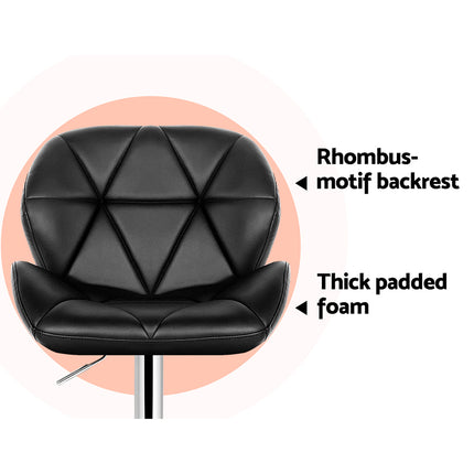 Artiss 4x Bar Stools Gas Lift Padded Leather Black.