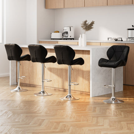 Artiss 4x Bar Stools Gas Lift Padded Leather Black.