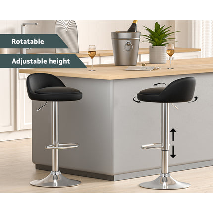 Artiss 2x Bar Stools PU Leather Gas Lift Black.