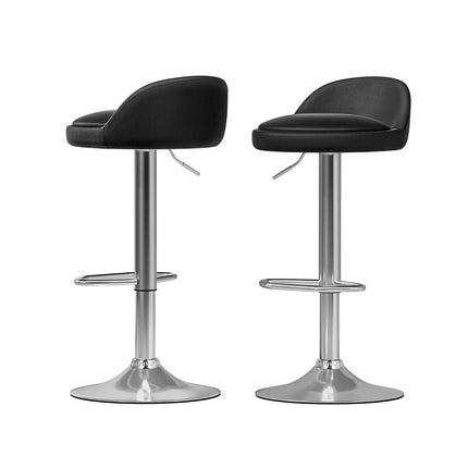 Artiss 2x Bar Stools PU Leather Gas Lift Black.
