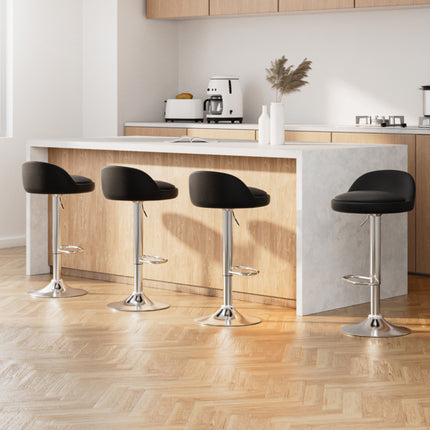 Artiss 4x Bar Stools PU Leather Gas Lift Black.