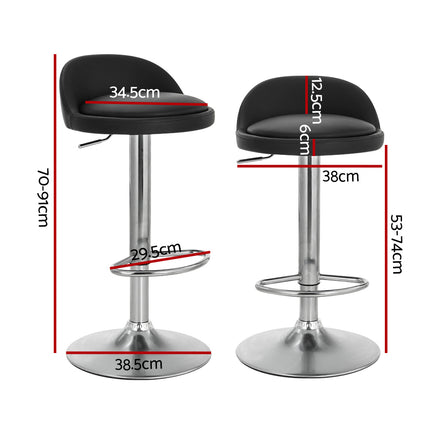 Artiss 4x Bar Stools PU Leather Gas Lift Black.