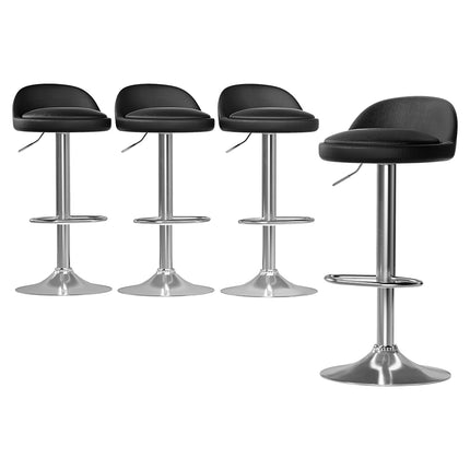 Artiss 4x Bar Stools PU Leather Gas Lift Black.