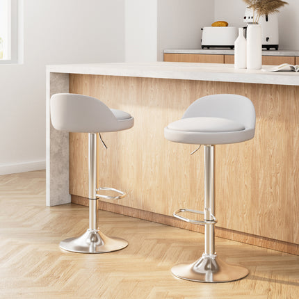 Artiss 2x Bar Stools PU Leather Gas Lift White.