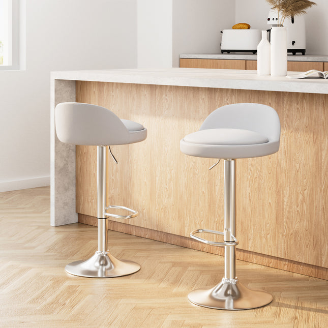 Artiss 2x Bar Stools PU Leather Gas Lift White.