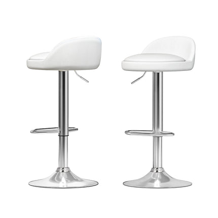 Artiss 2x Bar Stools PU Leather Gas Lift White.