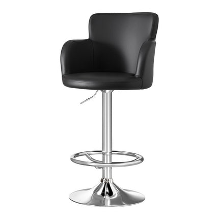 Artiss 1x Leather Bar Stools Swivel Adjustable Gas Lift PU Counter Chairs Black.