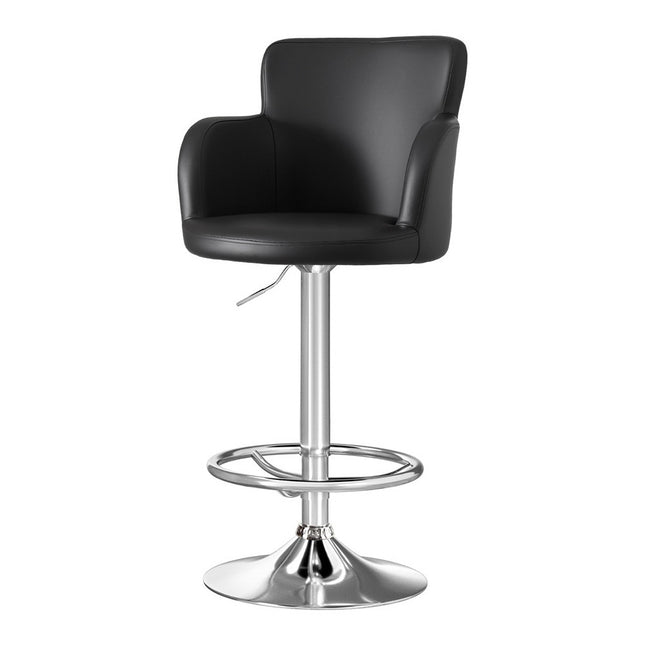 Artiss 1x Leather Bar Stools Swivel Adjustable Gas Lift PU Counter Chairs Black.