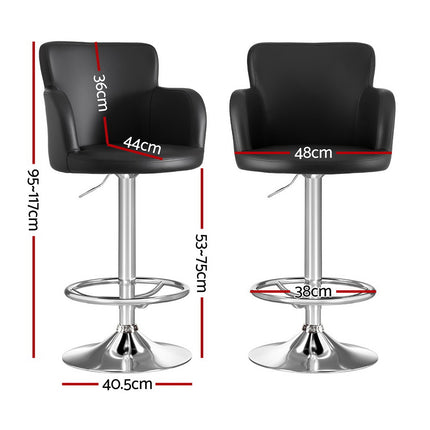 Artiss 1x Leather Bar Stools Swivel Adjustable Gas Lift PU Counter Chairs Black.