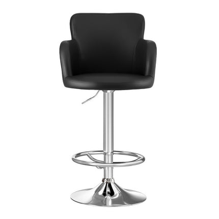 Artiss 1x Leather Bar Stools Swivel Adjustable Gas Lift PU Counter Chairs Black.