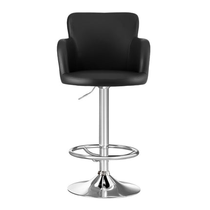 Artiss 2x Leather Bar Stools Swivel Adjustable Gas Lift PU Counter Chairs Black.