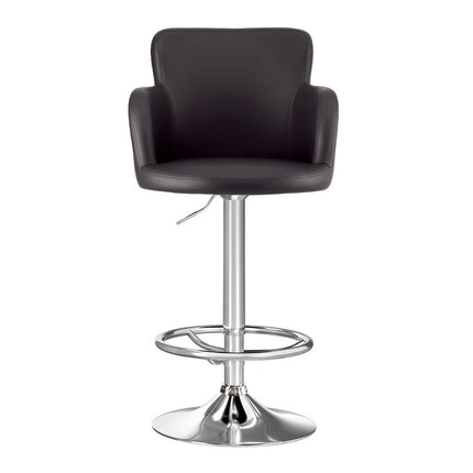 Artiss 1x Leather Bar Stools Swivel Adjustable Gas Lift PU Counter Chairs Brown.